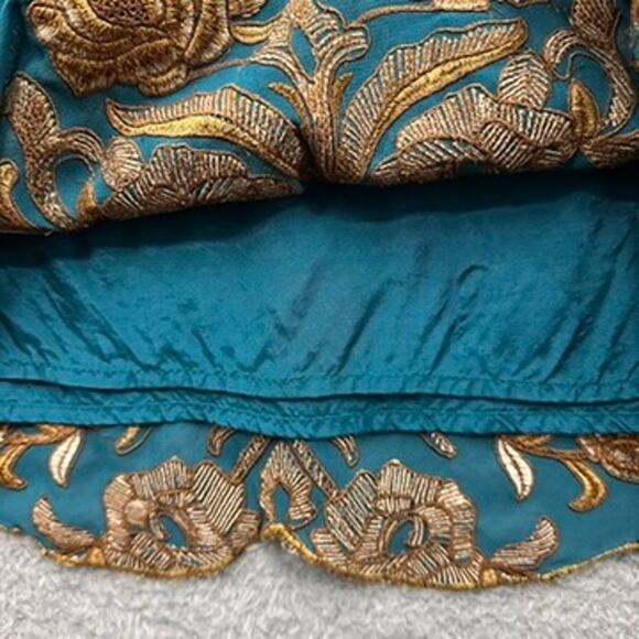 Yoana Baraschi Rosette Skirt Size 14 Turquoise with Golf Floral Embroidery Lined - Picture 6 of 13